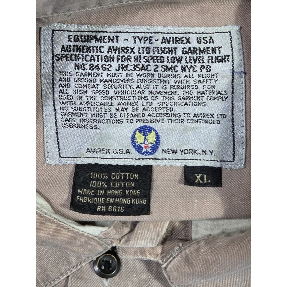 Vintage Avirex Shirt First Air Commando Group Military WW2 Angel 2XL Tan Lined - Picture 3 of 12